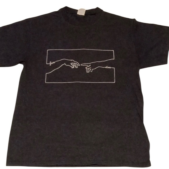 Michaelangelo God’s Finger Graphic T-shirt Unisex M Crew Neck Short Sleeve Grey - Picture 1 of 10